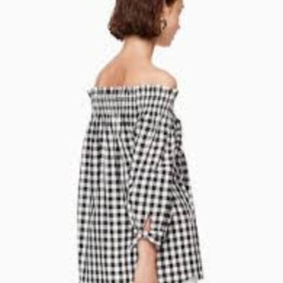 Kate Spade Gingham Off Shoulder Top -new with tags - Picture 2 of 3